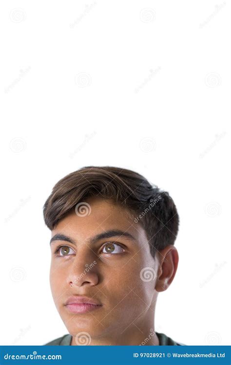 Thoughtful Teenage Boy Looking Away Stock Image Image Of Background