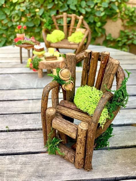 Just take a small piece of mirror and then let your imagination decide how to decorate it according to the theme you want your fairy garden to have. Fairy garden furniture set fairy bench and chair miniature ...