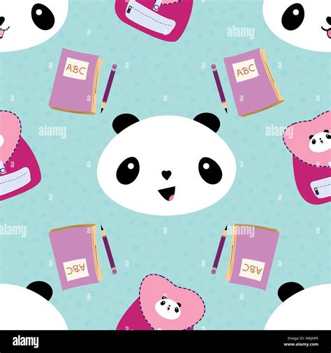 Cute Kawaii Style Laughing Pandas Backpacks Notebooks And Pencils
