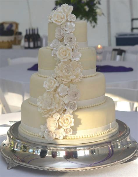 4 Tier Round Wedding Cake Covered In White Chocolate