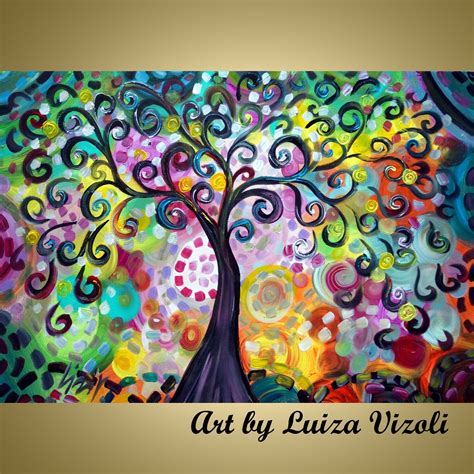 Original Painting Whimsical Tree Of Life Abstract Landscape
