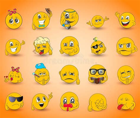 Conjunto De Emoticons Sistema De Emoji Iconos De La Sonrisa Ilustración