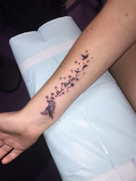 Cute Girly Tattoo Of A Dandelion Blowing Into Birds Girly Tattoos