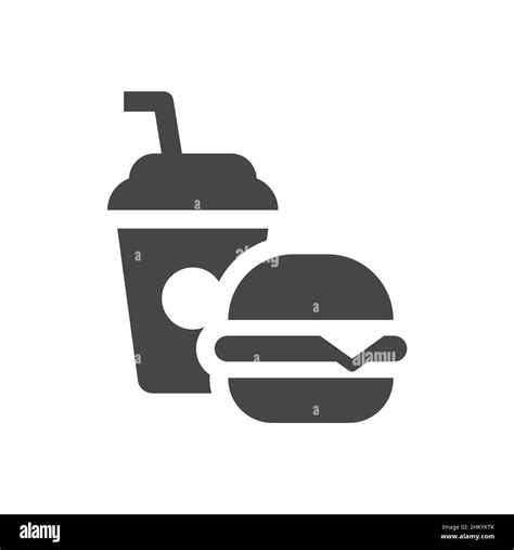 Burger And Soda Food And Drink Vector Icon Fast Food Black Filled Symbol Stock Vector Image