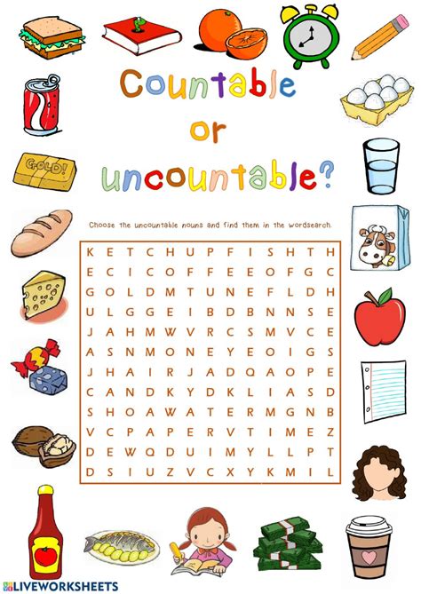 Countable Or Uncountable Nouns Interactive Worksheet