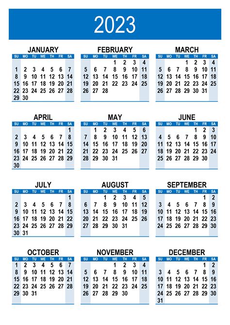 Free Printable Calendar 2023 Template In Pdf Year 2023 Calendar
