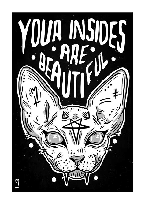 Cat Poster Art Print A2 Your Insides Are Beautiful Etsy Uk Posters