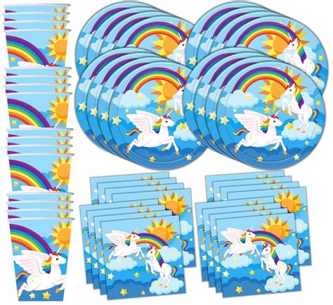 Rainbow Unicorn Pegasus Birthday Party Supplies Set Plates