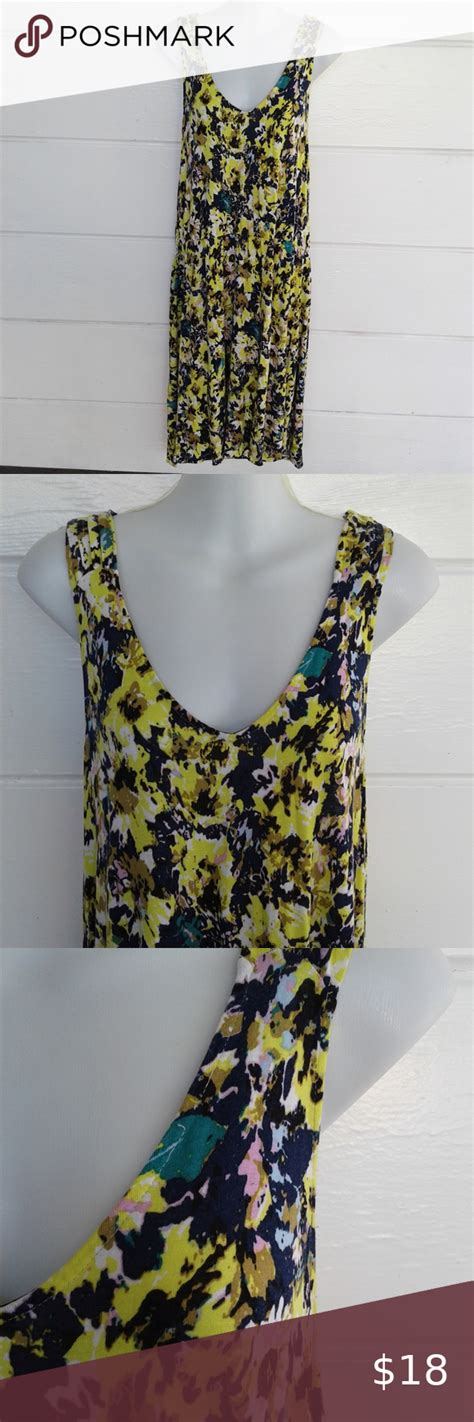 and m yellow blue multicolor sleeveless dress large h and m yellow blue multicolor sleeveless dress