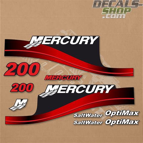 Mercury 200hp Optimax Saltwater Outboard Decal Kit