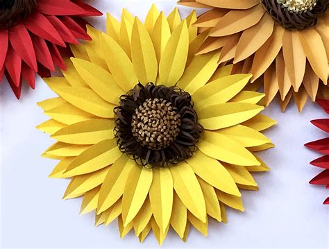 Diy Paper Sunflower Svg And Pdf Digital 13 Inches Large