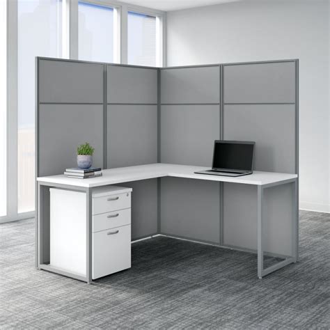 Bush Furniture Easy Office 60w L Shaped Cubicle Desk With File