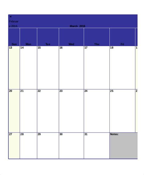 Monthly Calendar Templates 12 Free Word Excel And Pdf Samples