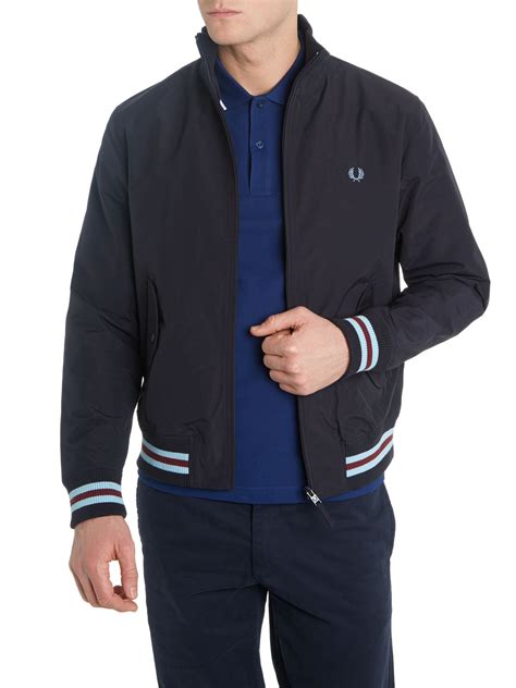 Fred Perry Tipped Nylon Bomber Jacket In Blue For Men Lyst