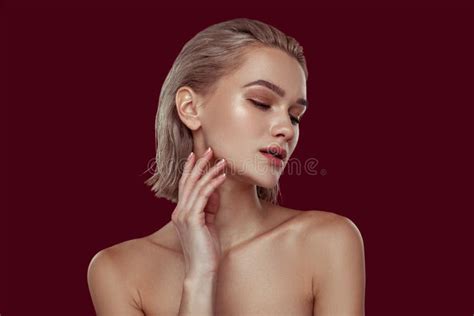 Portrait Of Slim Beautiful Blonde Haired Photo Model Stock Image