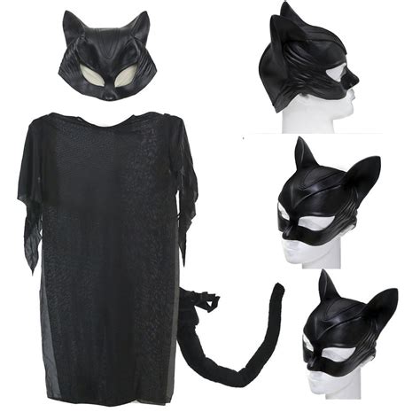 Maschera Viso Con Orecchie Da Gatta Felina Catwoman It Ebay