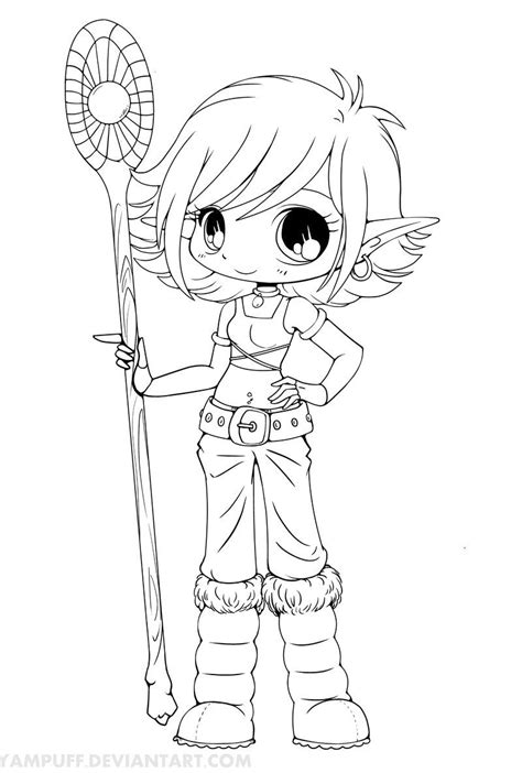 Free Coloring Pages Chibi Elf