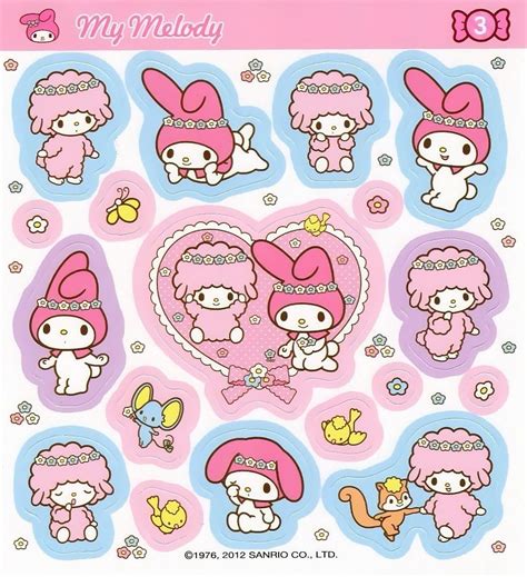 60pcs Kawaii My Melody Sanrioed Anime Stickers Aesthetic Decals Cartoon