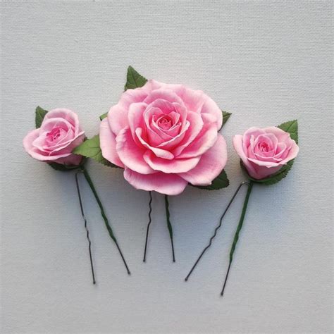 Rose Hair Pins Pink Rose Bridal Flower Hair Pins Rustic Wedding Real