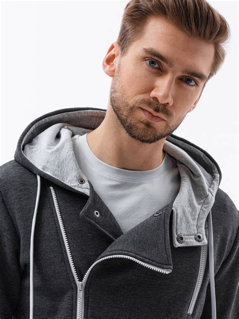 Mens Zip Up Hoodie B297 Dark Grey Modone Wholesale Clothing For Men