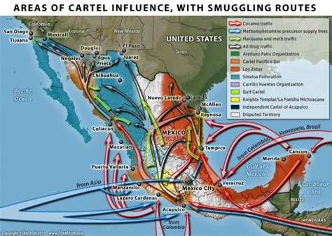 Mexicos Areas Of Cartel Influence And Smuggling Routes