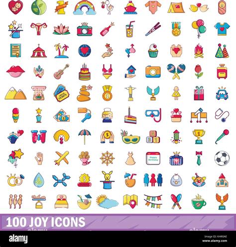 100 Joy Icons Set Cartoon Style Stock Vector Image And Art Alamy