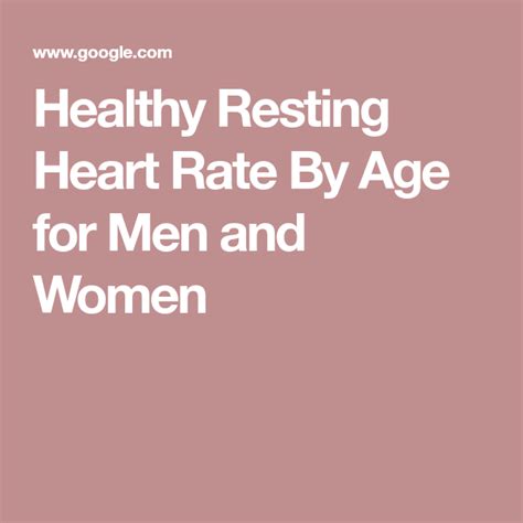 Healthy Resting Heart Rate By Age for Men and Women ...