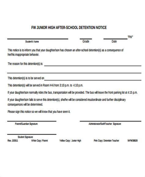 8 detention notice templates free sample example format download