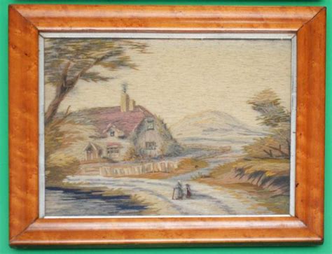 Sold Price Pair Of Framed Antique Stumpwork Embroidery Panels July 4