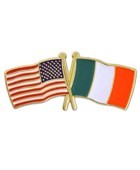 Pinmarts Usa And Ireland Crossed Friendship Flag Enamel Lapel Pin