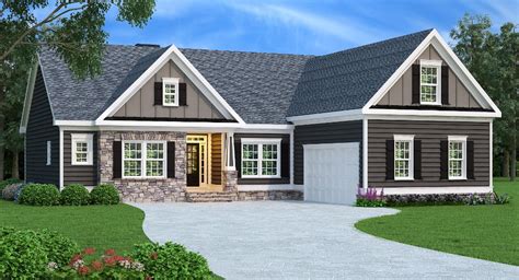 This floor plan shows a one thousand square foot three bedroom house. Ranch Plan: 1732 square feet, 3 bedrooms, 2 bathrooms, Lanier