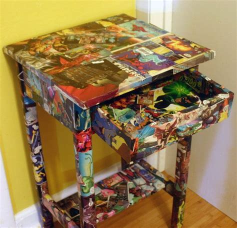 Comic Book Side Table Marvel And Dc Comics Decoupaged