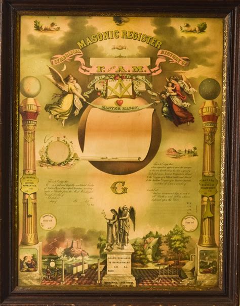 Sold Price Antique 19th C Masonic Register In Oak Frame Antique