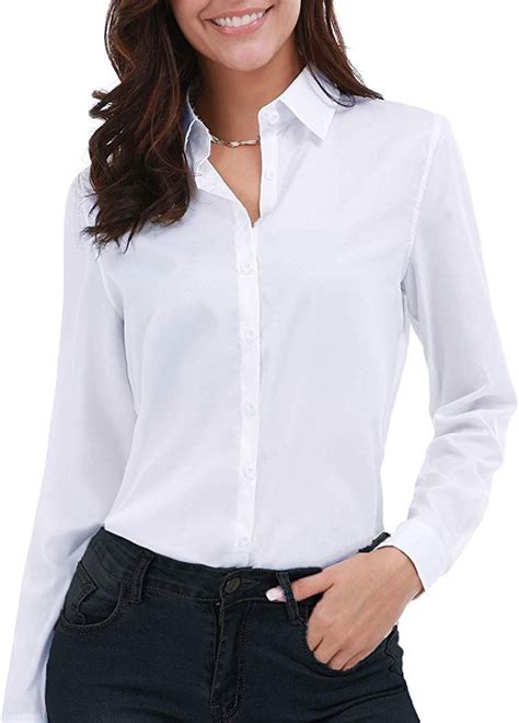 Gemolly Women S Basic Button Down Shirts Long Sleeve Plus Size Simple