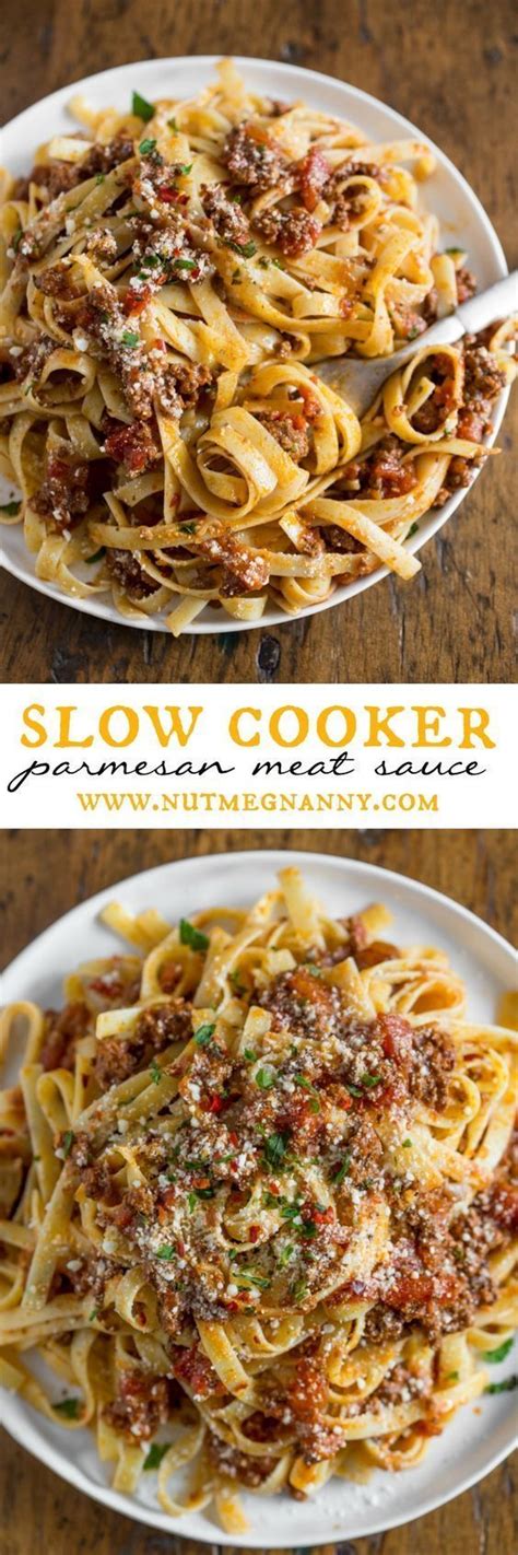This Slow Cooker Parmesan Meat Sauce Is Slow Cooked And