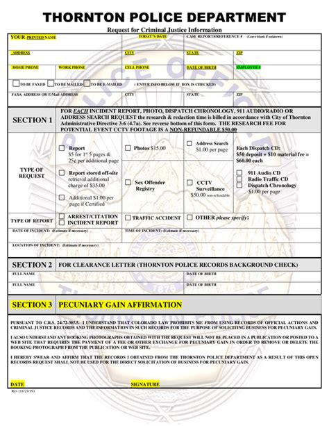 Fill Free Fillable Forms City Of Thornton