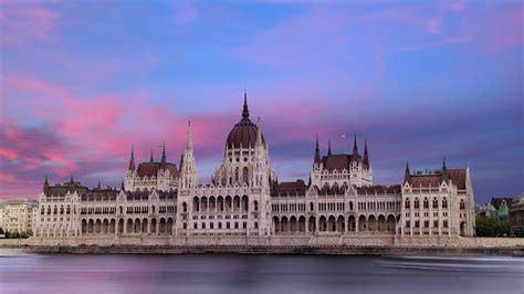 Recent Long Exposure Of The Parliament Building In Budapest With Sky
