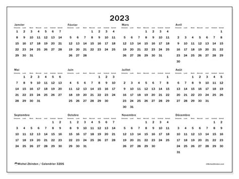 Calendrier 2023 à imprimer 32DS Michel Zbinden CA