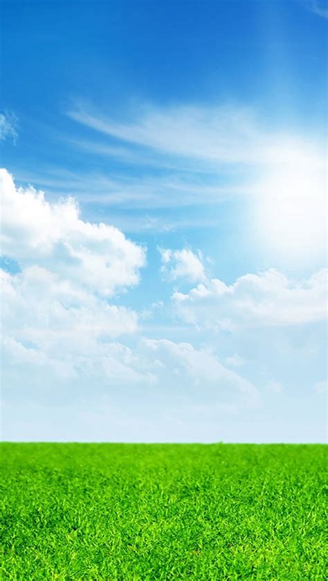 Nature Green Grassland White Clouds Iphone Wallpapers Free Download