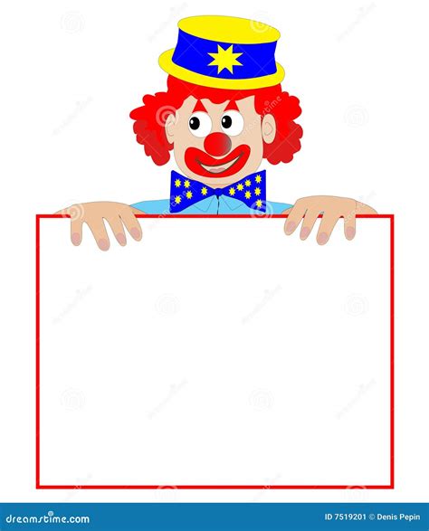 Clown Holding A Blank Sign Vector Illustration Stock Vector