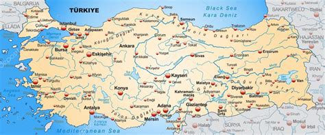 Torokorszag varos terkep terkep torokorszag varos nyugat azsia. Törökország térképe — Stock Vektor © artalis #40923685