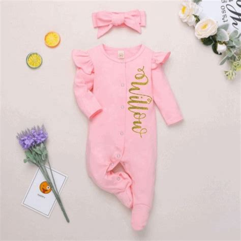 Pink Baby Sleeper With Ruffles And Personalization In 2021 Baby