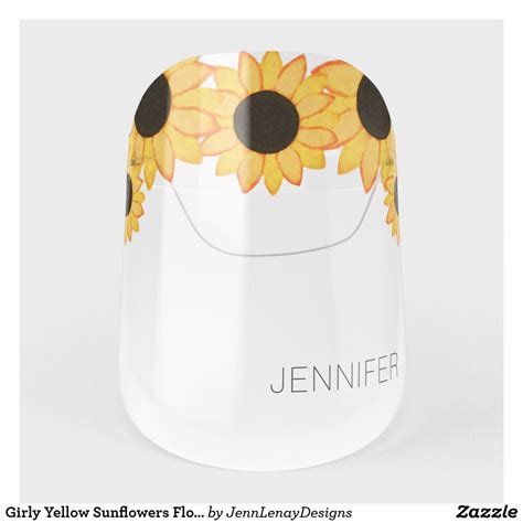 Girly Yellow Sunflowers Floral Personalized Face Shield Zazzle