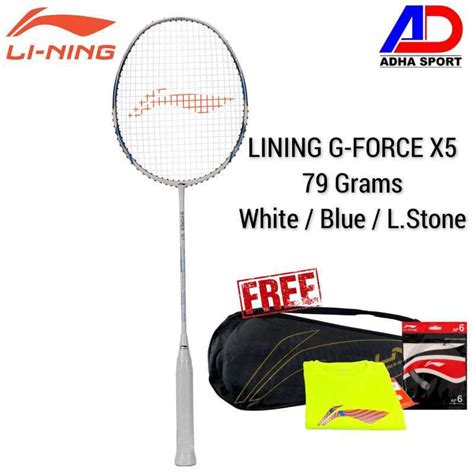 Jual Lining G Force X G White Gold Blue Raket Badminton Bulutangkis Original ADHA SPORT Di