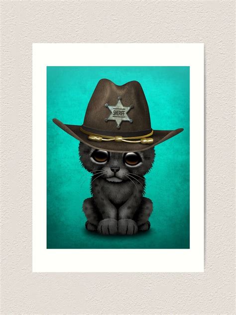 Cute Baby Black Panther Cub Sheriff Art Print For Sale By Jeffbartels