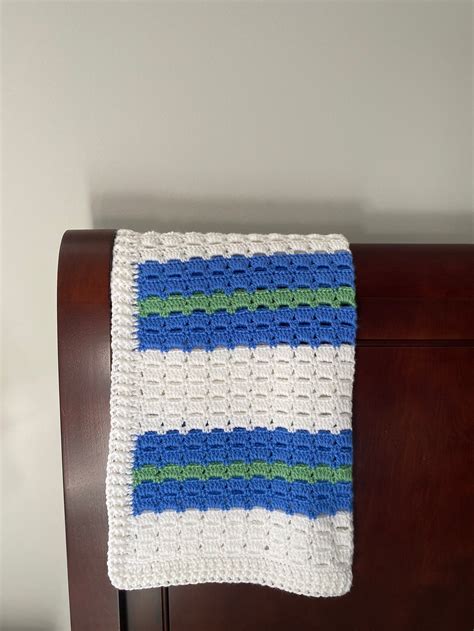 Crochet Baby Blanket Boxed Block Stitch Etsy