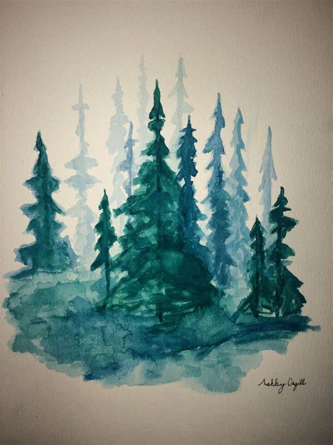 Pine Tree Forest Watercolor Trees Tree Art Tree Painting