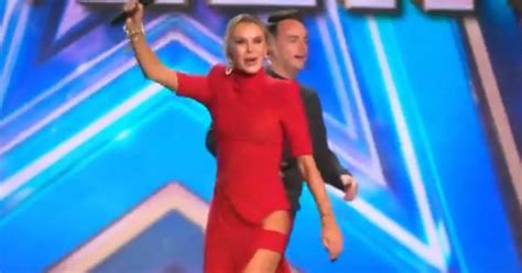 Bgts Amanda Holden Teases Her Incredible Toned Legs In Crimson Dress