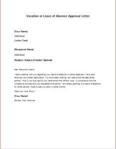 vacation  leave  absence approval letter