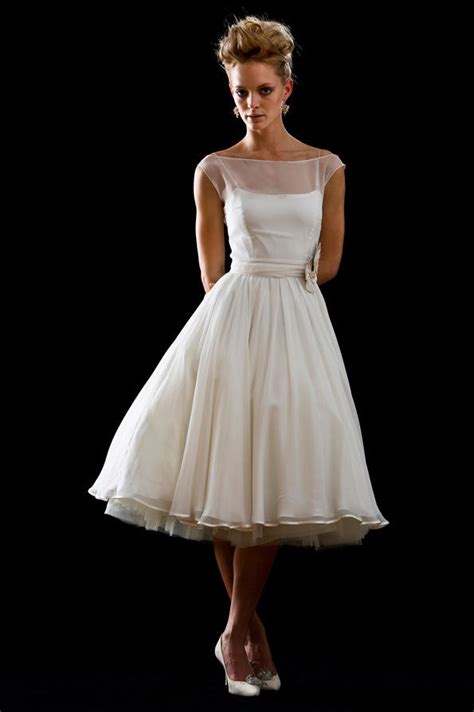 Retro Modest 50s 60s Short Tea Length Wedding Dress Jojo Shop